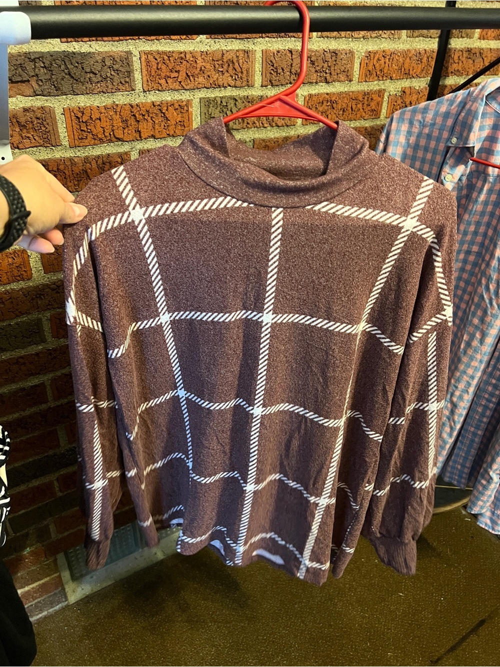 Maurices Mauve Windowpane Turtleneck Sweater